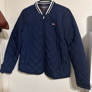 Tommy Hilfiger Quilted Bomber Jacket Navy Blu Zip-Up Women